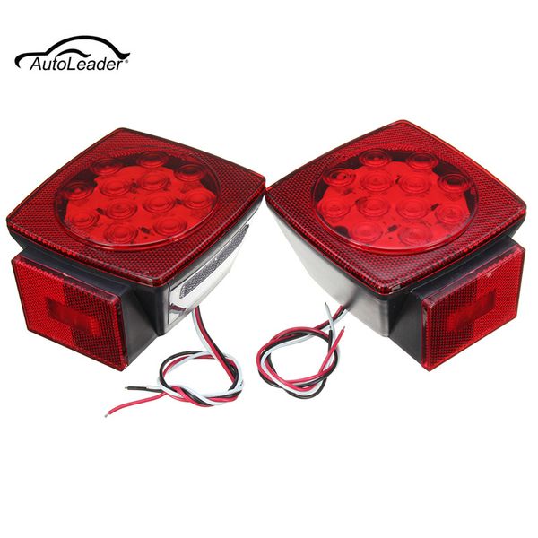 

2pcs 12v red truck trailer led rear tail brake light square side marker truck lamp warmming light