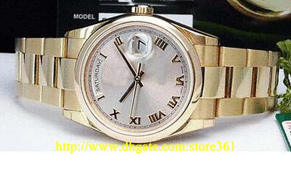 

store361 new arrive watches 18kt rose gold rose roman smooth bezel 118235, Slivery;brown