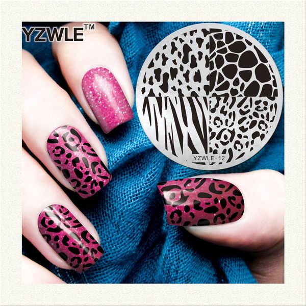 

wholesale- yzwle 1 sheet stamping nail art image plate, 5.6cm stainless steel template polish manicure stencil tools (yzwle-12, White