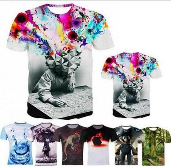 

galaxy space printed creative 3d t shirt ,men's summer novelty feminina psychedelic tee shirts, ugly clothing bomber printed t, White;black
