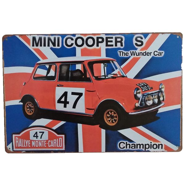 Grosshandel Mini Cooper Champion Vintage Metallblechschilder Lustige Retro Kunst Poster Mann Cave Bar Pub Home Wanddekorationen Plaque Von Luckyaboy