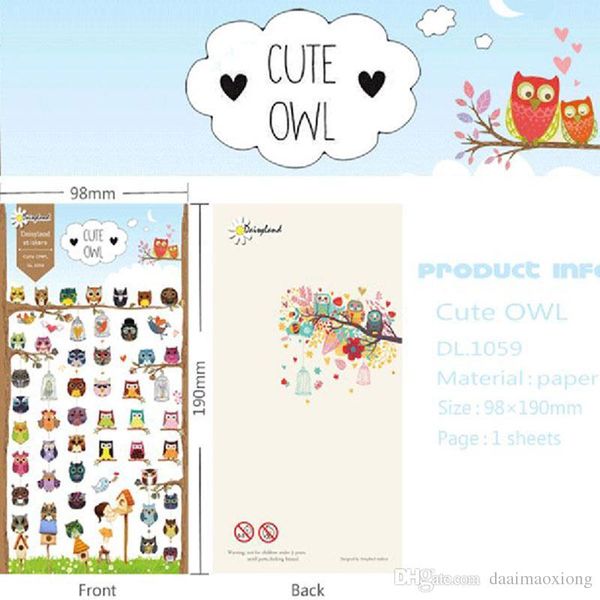 Cute Owl Stickers Scrapbook Notebook Decoration Diy Handmade
