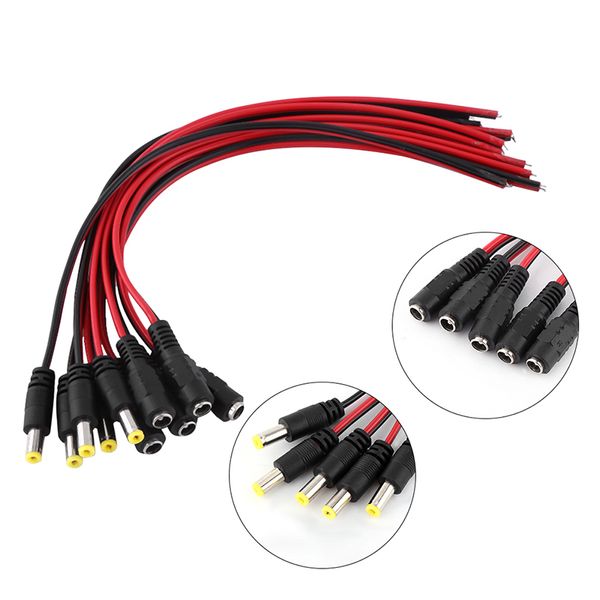 Freeshipping 100 Stück/Packungen 12 V CCTV Überwachungskamera DC Stecker und Buchse Netzstecker Kabel Schwarz und Rot Großhandel