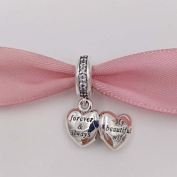 Andy Jewel Valentinstag-Charm aus 925er-Sterlingsilber mit Perlen „Meine schöne Frau“, passend für europäische Pandora-Schmuckarmbänder 791524CZ, heißes Valentinstagsgeschenk