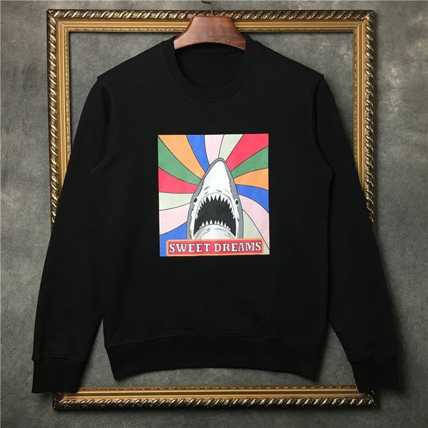 

street fshion sweet dreams shark prints sweatshirts flashing rainbow door hoody boy sweatshirts, Black