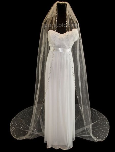 

3m cathedral white ivory wedding veil crystal bridal veils with comb 1t, Black