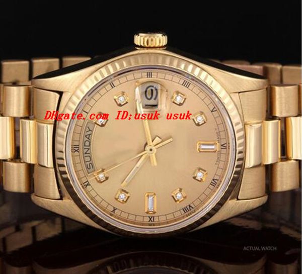 

luxury watches fashion watches 18k yellow gold stainless steel bracelet 18038 automatic mechanical men's watch wristwatch, Slivery;brown