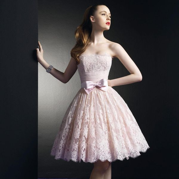 

light pink lace short homecoming dresses strapless pleated tulle cute prom dresses with bow brush pink short party dresses ball gown, Blue;pink