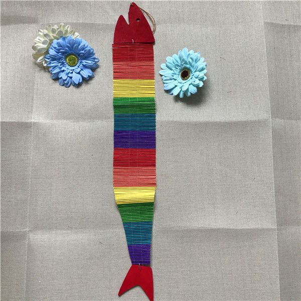 

10pcs wooden spiral fish design rainbow color wind spinner wedding & event party decoration baby shower wooden bridal decoration