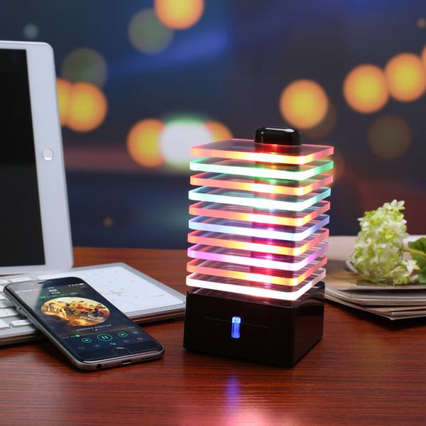

Creative led bluetooth peaker with eq colorful light dance ubwoofer mu ic plu e wirele lamp gla peaker with ba boo ter
