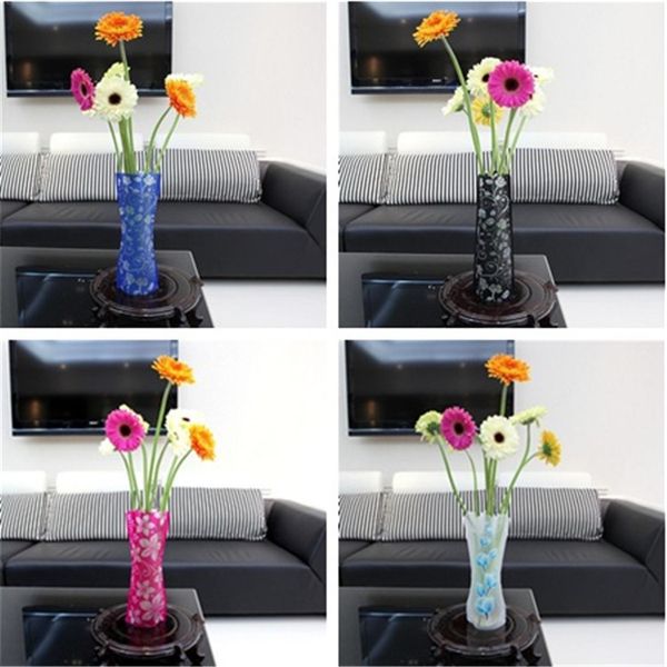 

modern fashion home furnishings foldable reusable plastic vase creative folding vase mix color home decor ia553