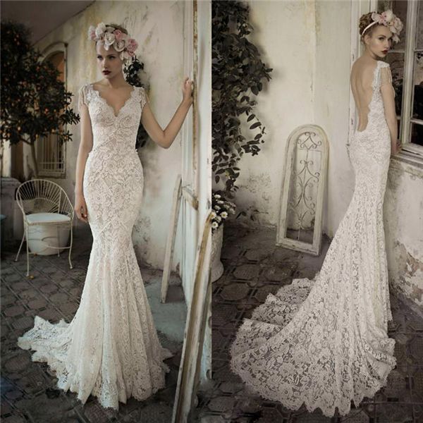 

2017 элегантное свадебное платье русалка джули vino полный кружева v шеи сексуальный спинки шампанское рукавом рукав плюс размер винтажный страна свадебное платье 12