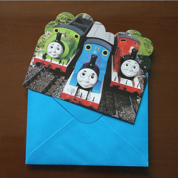 

wholesale- 12pcs cards+ 12pcs envelopes tomas train invitation card child birthday party card wedding decoration party invitation