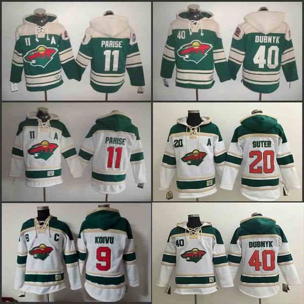 

men's old time hockey 2016 stadium series minnesota wild 40 devan dubnyk 11 zach parise 20 ryan suter 9 mikko koivu hoodies, Black;red