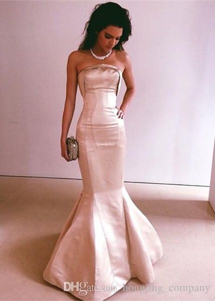 Kendall Jenner Klassische Champagner-Kleider für den roten Teppich, Trompeten-Abendkleider, Ballkleid, lange Partykleider, Meerjungfrau-Abendkleider nach Maß