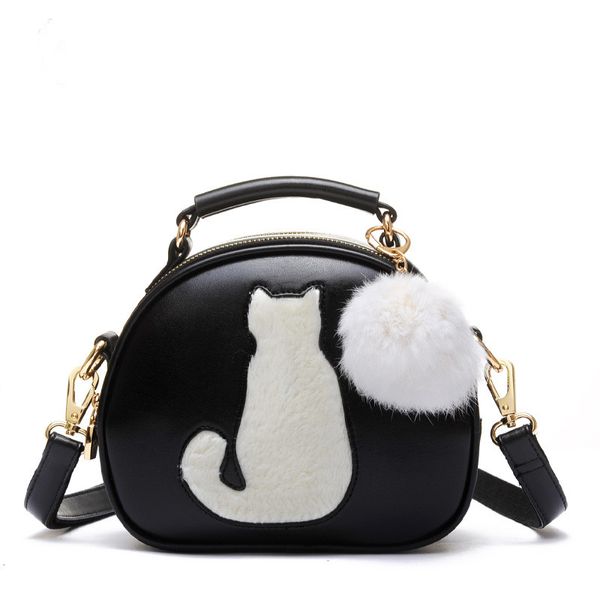 

Новые женщины макияж сумки Crossbody сумка для женщин искусственная кожа косметические сумки полная Луна конфеты цвет милый кот с меховой мяч