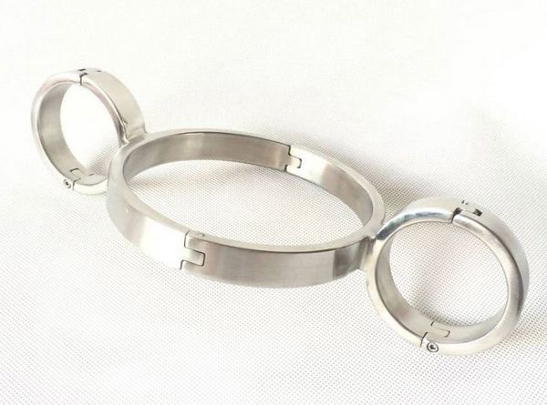 

stainless productjouets heavy games bondage neck ring toy cuffs collar restraint wrist gear for binder duty necklet steel se mwjx, Red;black