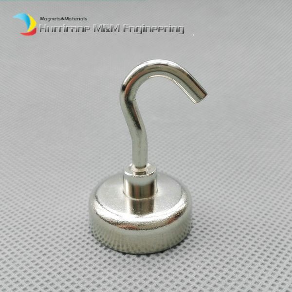 

100 pcs/lot 10kg pulling lifting magnet dia25 x 8 mm magnetic pots with hook strong mounting magnet neodymium permanent magnets facility use