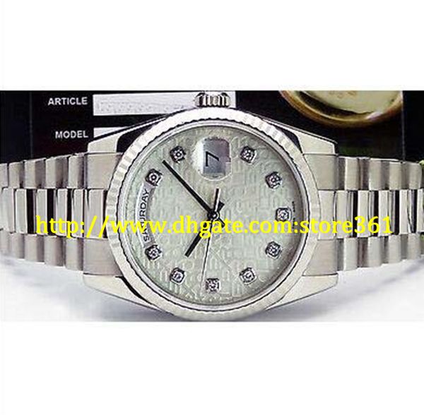 

store361 new arrive men's 18kt white gold president diamond rehaut 118209, Slivery;brown