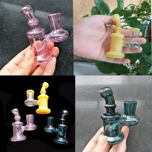 Nano Rig Mini Cam Bongs 8 cm Tall Mini Teçhizat Fab Yumurta Bongs Cam Su Boruları 14.4mm Ortak Boyutu Stokta Hızlı Teslimat