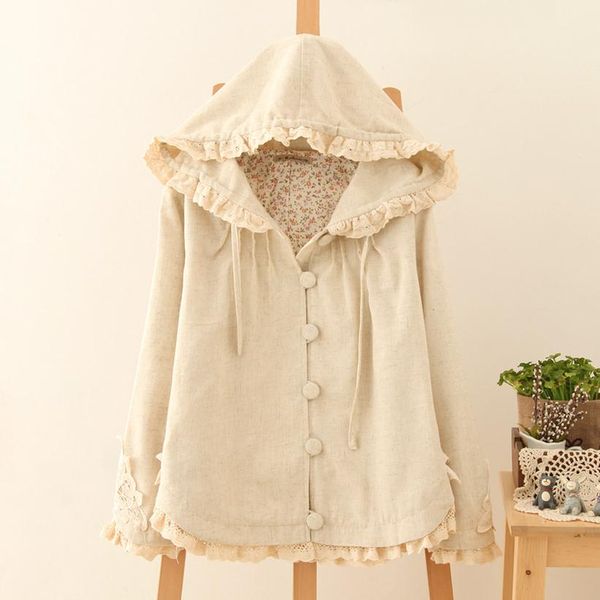 

wholesale- big size for teenagers women 2017 winter loose casual beige color all-match coat cotton lace cardigan female outwear w591, Black;brown
