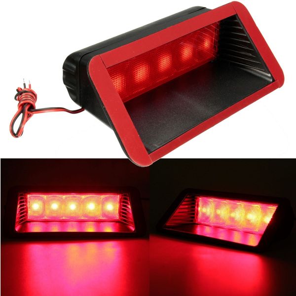 

universal 12v car 5 led warning rear tail 3rd third brake sfog light high mount lamp red