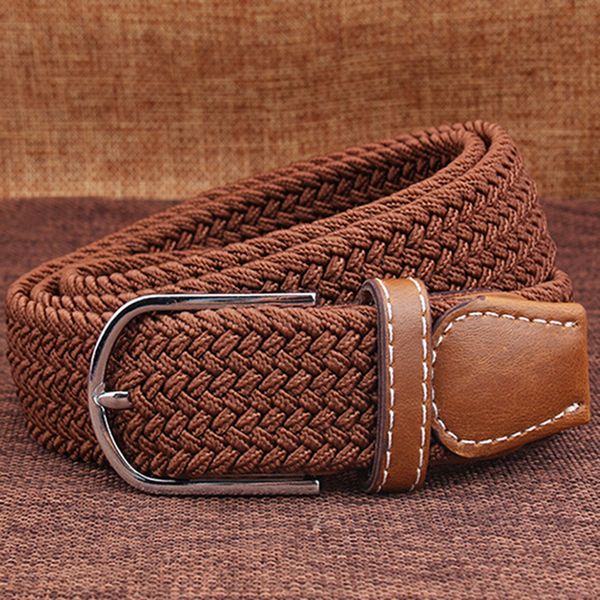 

wholesale- men women fashion braided elastic stretch metal buckle belt strap waistband, Black;brown