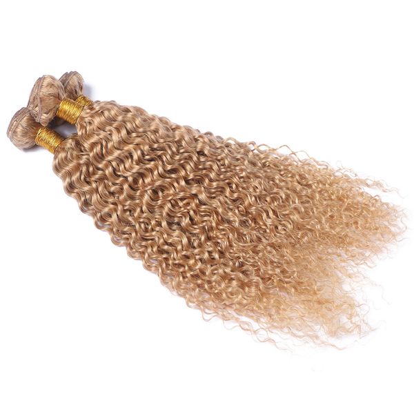 

#27 honey blonde deep curly human hair bundles brown blonde kinky curly brazilian human hair strawberry blonde deep wave curly hair for sale, Black;brown