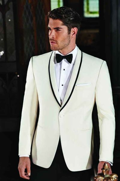 Moda Noivo Smoking Groomsmen Marfim Xale Lapela Melhor Homem Terno de Casamento dos homens Blazer Ternos (Jacket + Pants + Cinturão + Gravata) K282