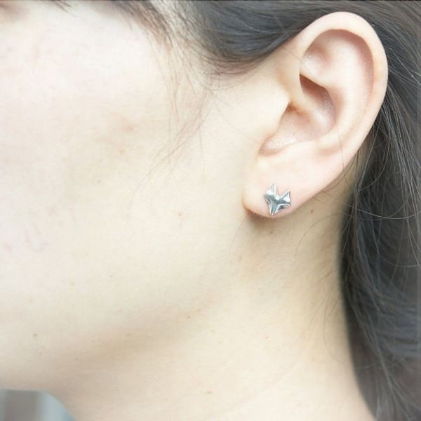 

gold/silver fox earrings, animal jewelry, make set silver fox stud earrings jewelry wholesale cute earrings, Golden;silver