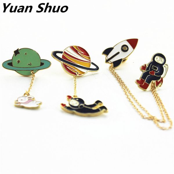 

fashion new style three style astronauts/earth/rabbit girl enamel animal planet brooches women badges clothes pins wholesale, Gray