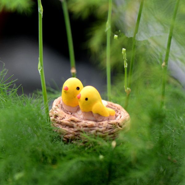 

wholesale- mini nest with birds fairy garden miniatures gnomes moss terrariums resin crafts figurines for home decoration accessories diy