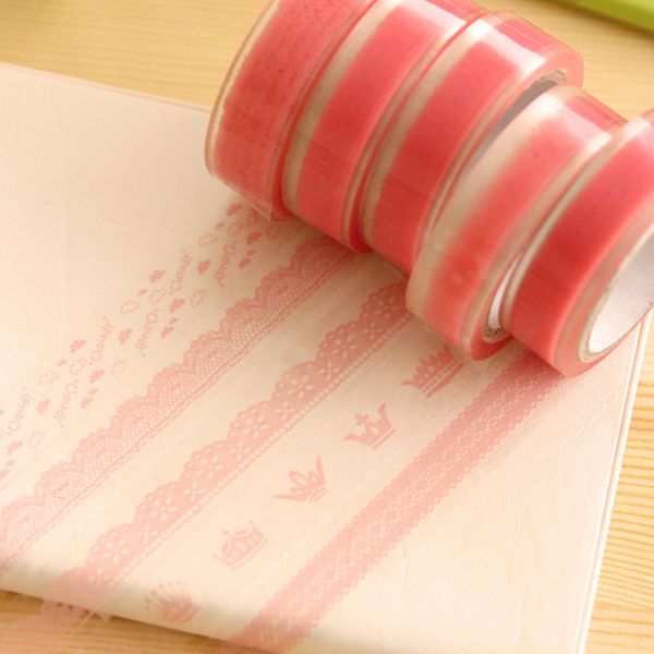 

wholesale- 2016 5 pcs/lot pink lace washi adhesive masking tape diy decorative tape kawaii stationery scrapbooking stickers