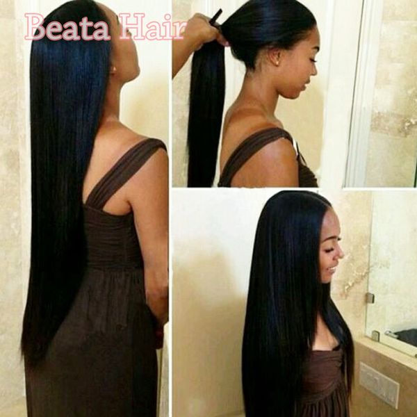 

straight lace front human hair wigs with baby hair glueless full lace wigs brazilian virgin full lace human hair wig pony tail wig, Black;brown