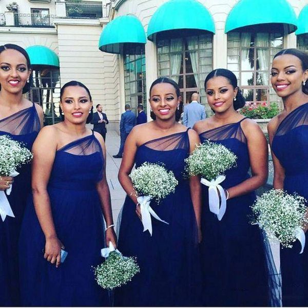 

tulle one shouder bridesmaid dresses navy blue sleeveless plus size wedding party dresses prom dresses custom made, White;pink
