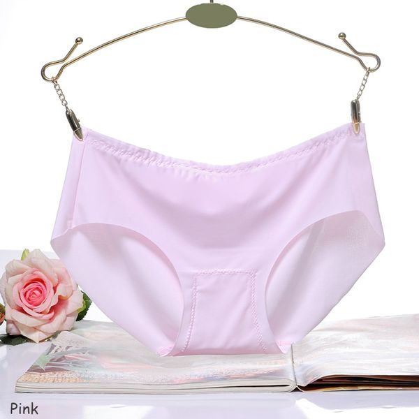 

low waist women underwear panties ice silk seamless plain breathable briefs knickers ladies solid color underwear lingeries size, Red;black