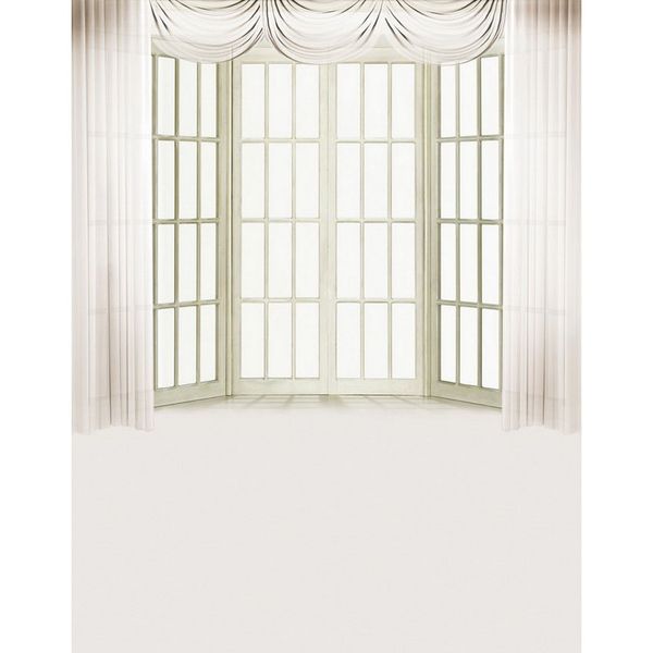 2019 5x7ft Vinyl Digital Indoor White Curtain Wood Door Window
