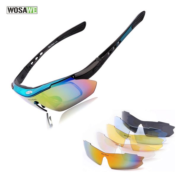 

wosawe uv protection polarized cycling glasses bike goggles outdoor sports bicycle sunglasses with 5 lens byj-013