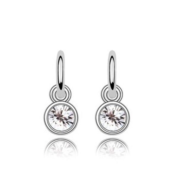 

18k platinum plated women round cute stud earrings genuine austrian crystal fashion earrings jewelry for women, Golden;silver