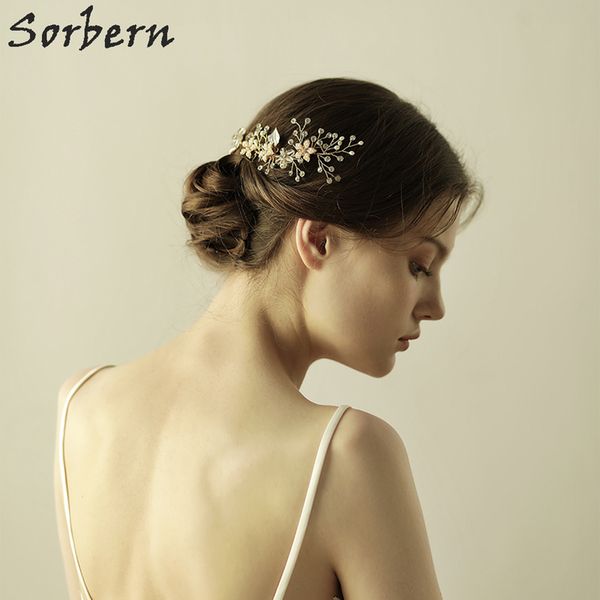 2018 Gold Headpiece Bridal Accessories Hairprins Beads Crystal