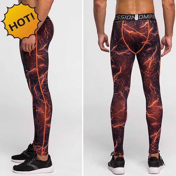 

fashion 2017 autumn winter base layer sport legging running men sweat skinny tight joggers fitness training active camouflage pants 10 color, Black