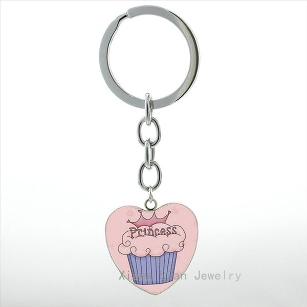 

happy birthday keychain friends gifts cute pink birthday cake princess art women girls heart pendant key chains ring hp250, Silver