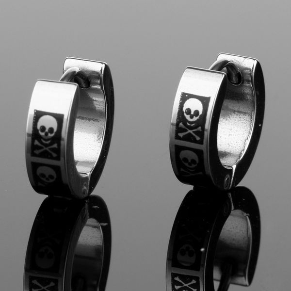 

new men women fashion punk stainless steel skull ear studs gothic hoop earrings cute jewery ing, Golden;silver