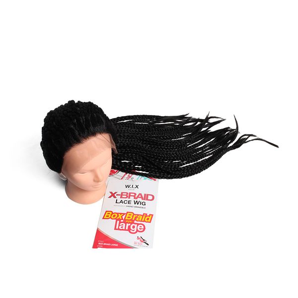 

uk us eu epacket to brazil boleto brazilian hair wigs braided lace front wigs 22inch 3x box braids black synthetic wigs for women