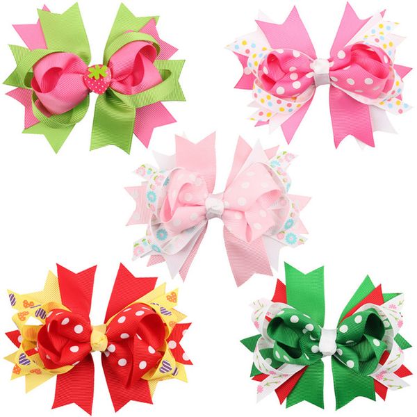 

colorful bowknot hairpins with hair clips 12cm baby ribbon bows hairpin dovetail christmas hair accessories 11colors 300pcs gb059, Slivery;white