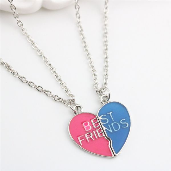 

fashion necklace heart friends pendant necklaces silver plated long chain friendship necklace for friend gift