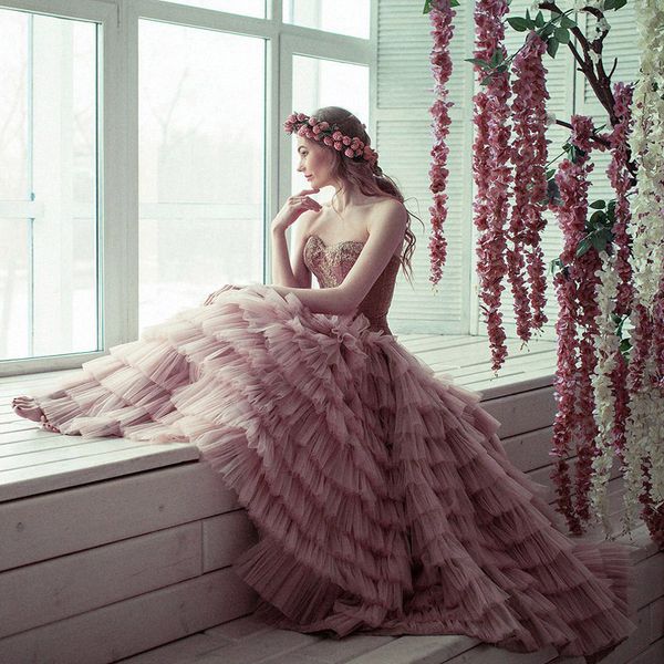 

princess pink sweetheart prom dresses applique tulle tiered bottom evening gowns custom made floor length zipper back dresses, Black