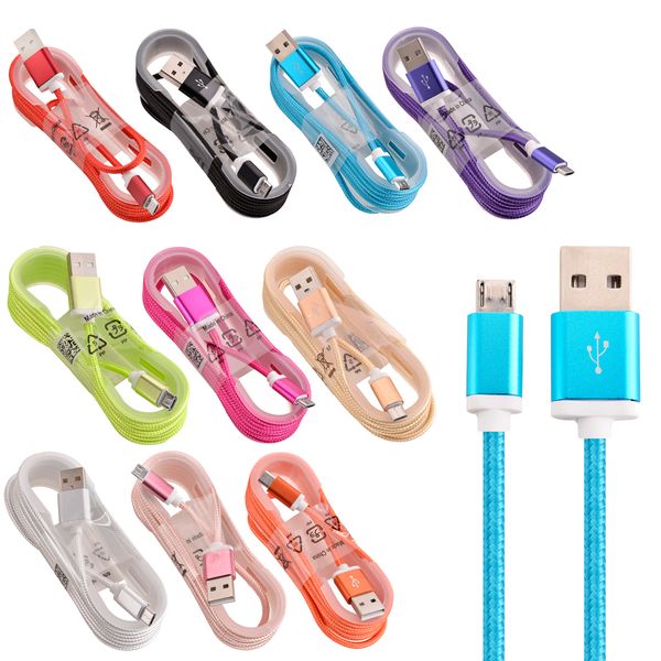 

micro type c cable v8 5pin usb data sync charger fabric braided nylon usb cable for samsung s6 s8 s10 for htc lg