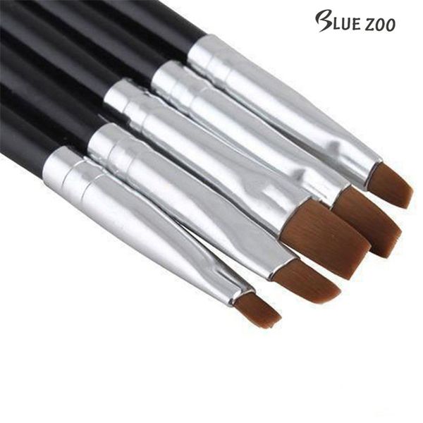 

wholesale- blue zoo 1set 5pcs acrylic uv gel nail art design set liner painting dotting brush pen builder for acrylic size 2# 4# 6# 8# 10#, Yellow