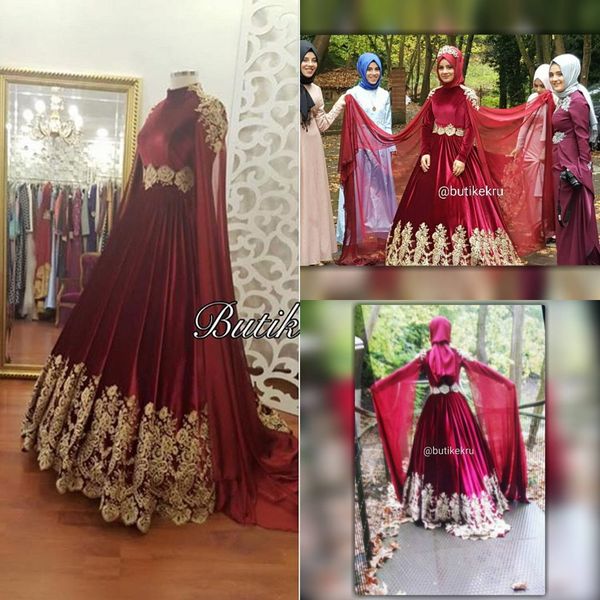 

lace applique muslim wedding dresses long sleeve bridal gowns high neck plus size a line wedding dress, White